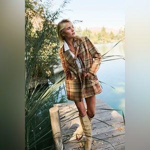 Free People Mari Plaid Blazer Jacket
